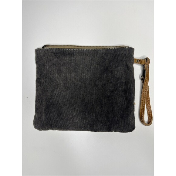 Myra Bag Wristlet Medieval Tapestry Green Beige Leather Boho Hope Purse - Picture 2 of 5